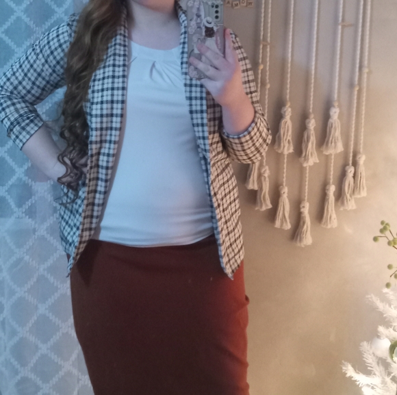 RUE 21 Plaid White Black Blazer - Picture 3 of 3